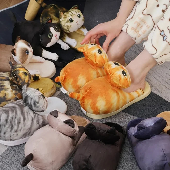 Soft women's cat slippers – cozy hugging cat design, plush, indoor use and home lounging