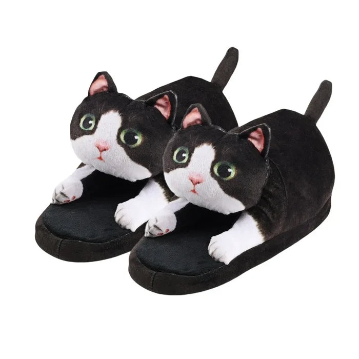 Soft women's cat slippers – cozy hugging cat design, plush, indoor use and home lounging