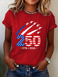 Soft Women's Jet-Print T-Shirt - Short Sleeve, Cotton, 250th Anniversary USA 1776-2026, Casual Wear