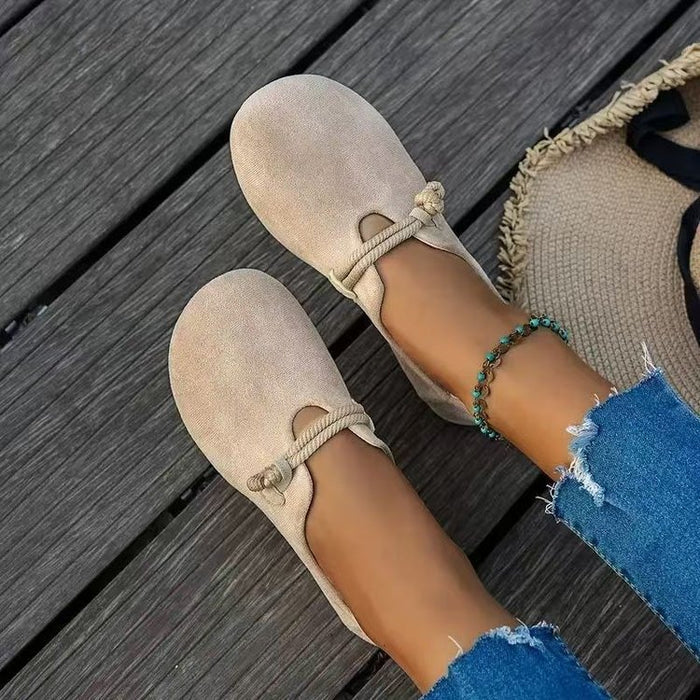 Soft Women's Shoes - Round-Toe Flat Lace-Up, Suede, Versatile Daily Use With Cushioned Lining