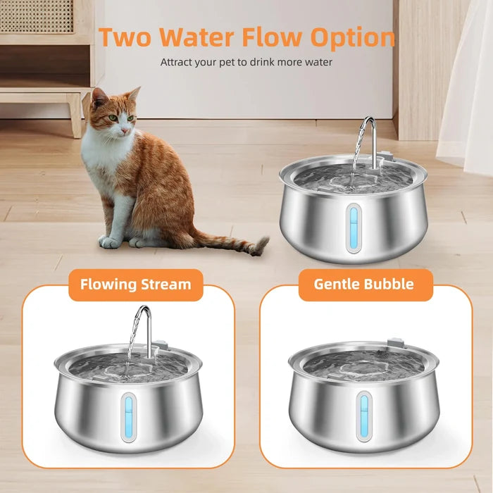 Stainless Steel Cat Water Fountain 4L - Automatic Multi-Layer Filtration Pet Drinking Dispenser