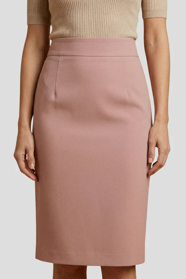 Stretchy women's pencil skirt - flattering high-waist, polyester, for office wear