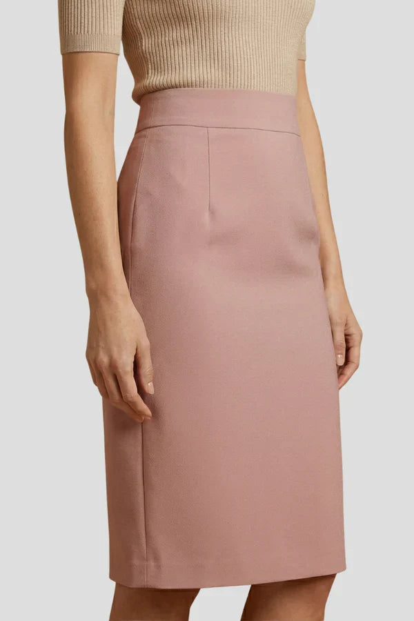 Stretchy women's pencil skirt - flattering high-waist, polyester, for office wear