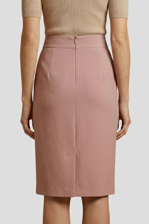 Stretchy women's pencil skirt - flattering high-waist, polyester, for office wear