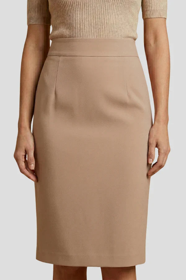 Stretchy women's pencil skirt - flattering high-waist, polyester, for office wear