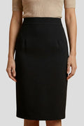 Stretchy women's pencil skirt - flattering high-waist, polyester, for office wear