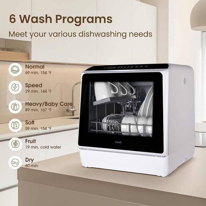 Table Top Dishwasher 5L 6 Programs Built-In Water Tank White — view 2