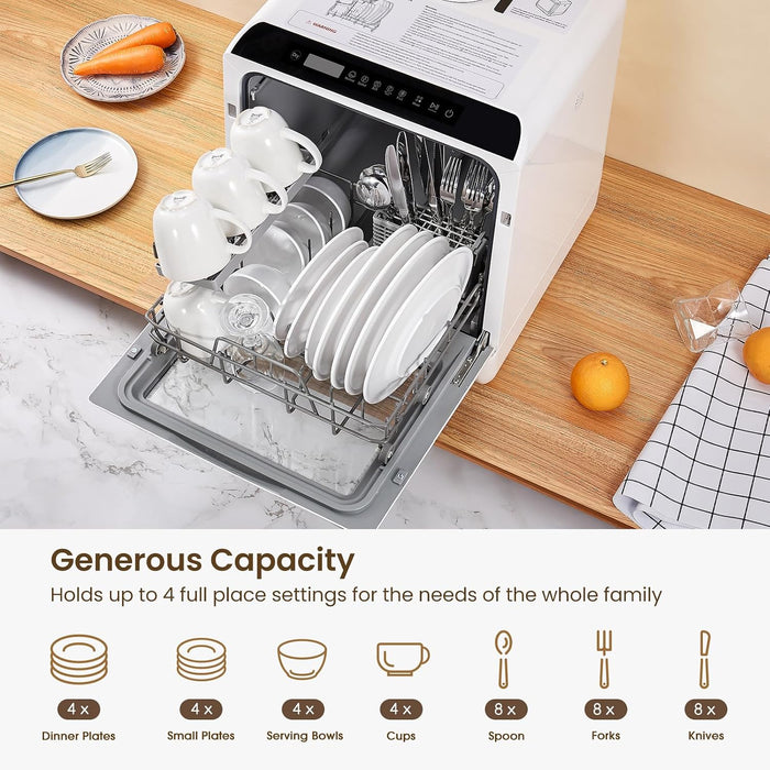 Table Top Dishwasher 5L 6 Programs Built-In Water Tank White — view 3