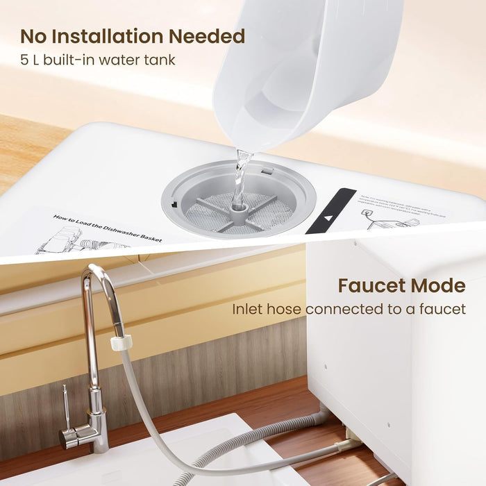Table Top Dishwasher 5L 6 Programs Built-In Water Tank White — view 4