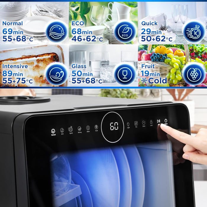 Table Top Dishwasher 5L 950W 8 Programs Black — view 5