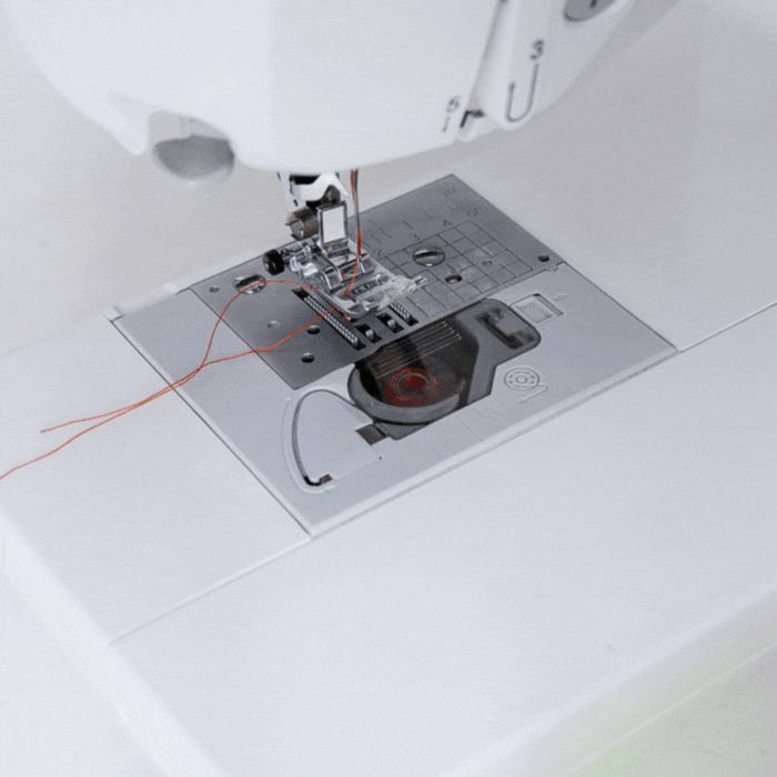 Gif showing how to use the seam guide ruler and the magnetic seam guide to sew accurate seams
