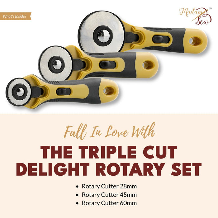 set of 3 rotary cutters in 3 different sizes