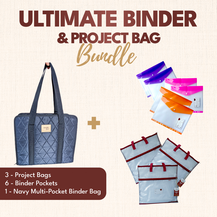 Ultimate Binder & Project Bag Bundle - Navy Binder + 3 Red Project Bags