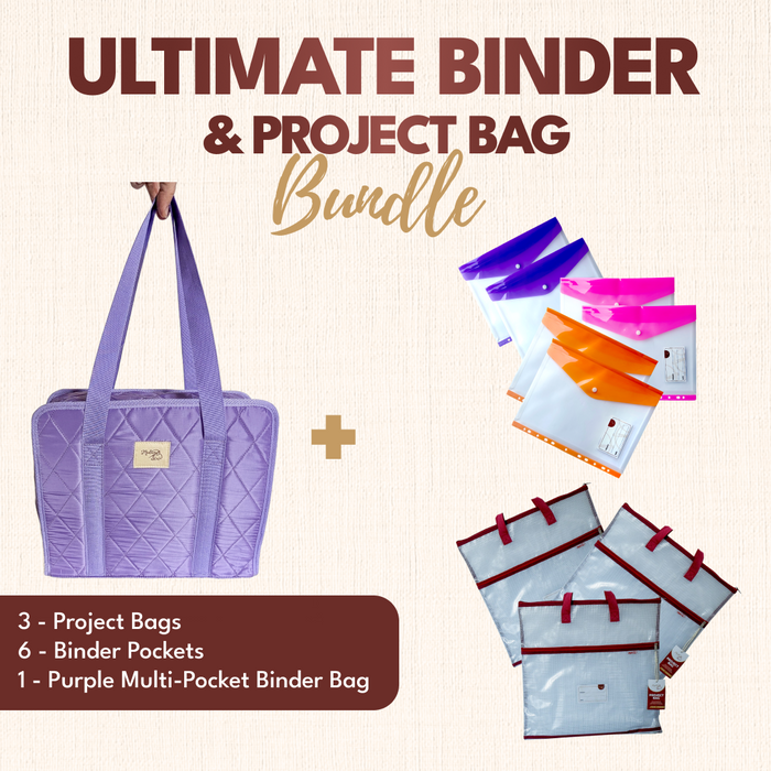 Ultimate Binder & Project Bag Bundle - Purple Binder Bag + 3 Red Project Bags