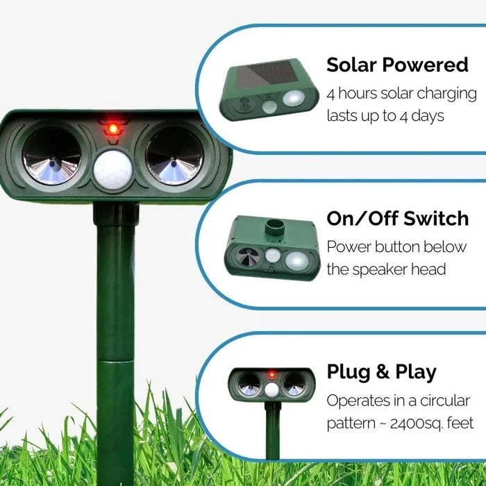 Ultrasonic Solar Pest Repeller Long Range Outdoor Garden