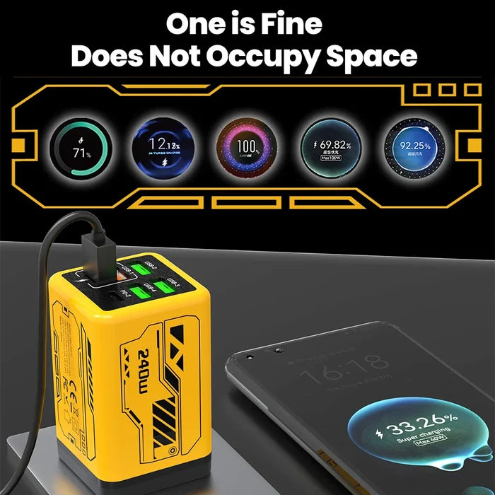 USB C Charger 6-Port Fast Charge, 4 USB A 2 Type-C PD3.0, EU UK US Plug, Back to School 2026