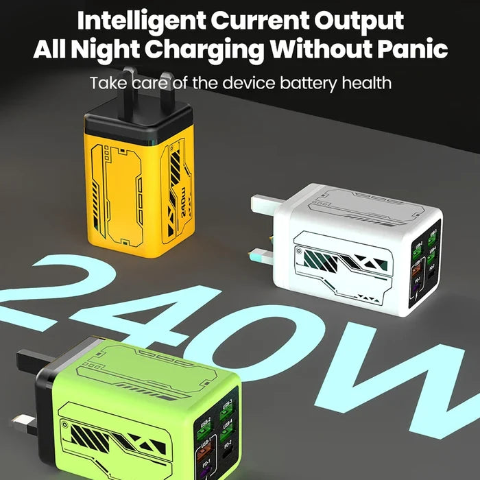 USB C Charger 6-Port Fast Charge, 4 USB A 2 Type-C PD3.0, EU UK US Plug, Back to School 2026