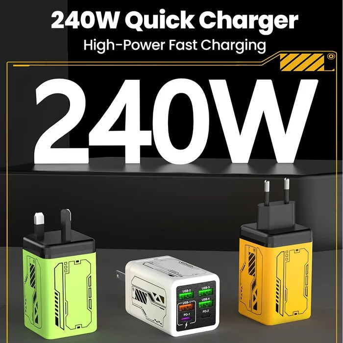 USB C Charger 6-Port Fast Charge, 4 USB A 2 Type-C PD3.0, EU UK US Plug, Back to School 2026