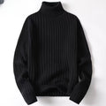 Warm Men Turtleneck Sweater - Ribbed Knit, For Winter