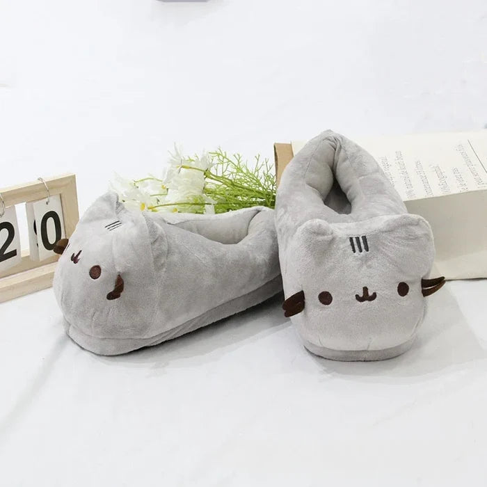 Warm women's cat-face slippers – full-coverage cat-face design, plush, indoor home use