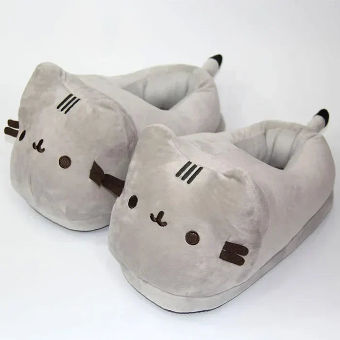 Warm women's cat-face slippers – full-coverage cat-face design, plush, indoor home use