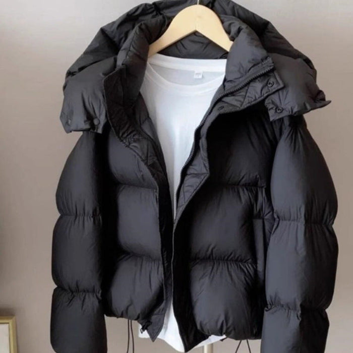Warm Women's Puffer Jacket - Cropped, Cotton Padded, City