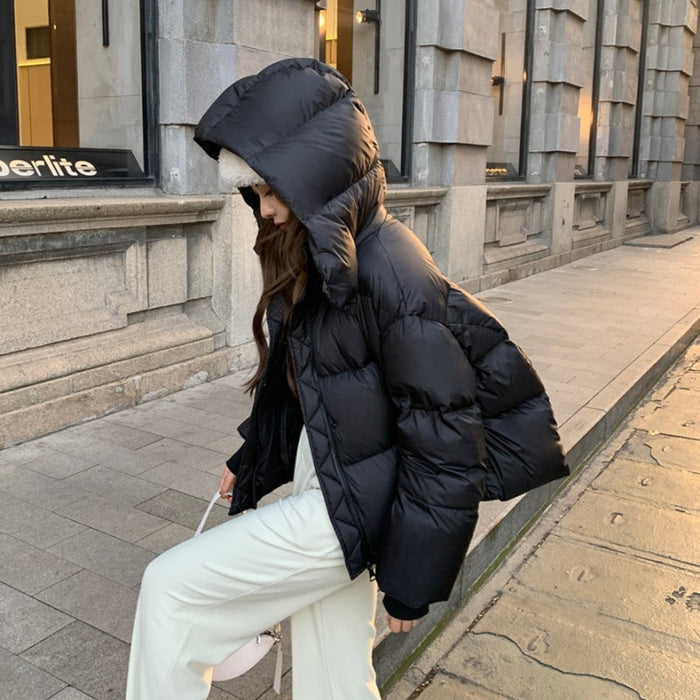 Warm Women's Puffer Jacket - Cropped, Cotton Padded, City