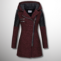 Warm Women's Winter Coat - Asymmetric Zip, Cotton Blend
