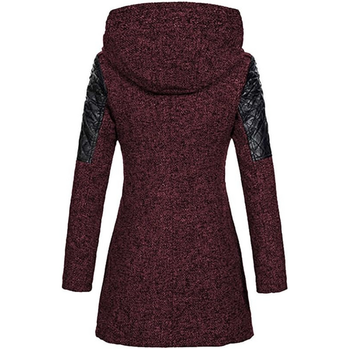 Warm Women's Winter Coat - Asymmetric Zip, Cotton Blend