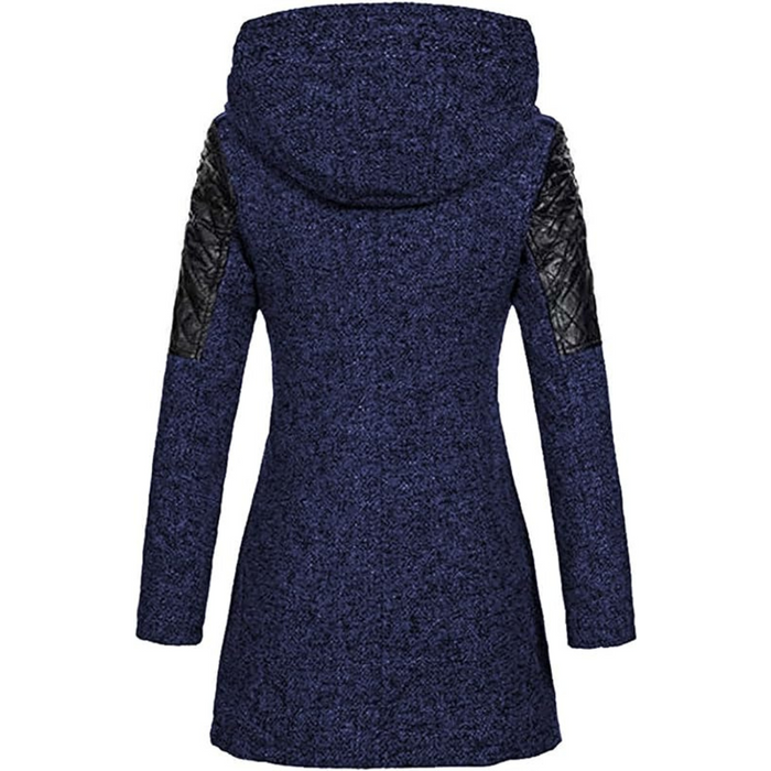 Warm Women's Winter Coat - Asymmetric Zip, Cotton Blend