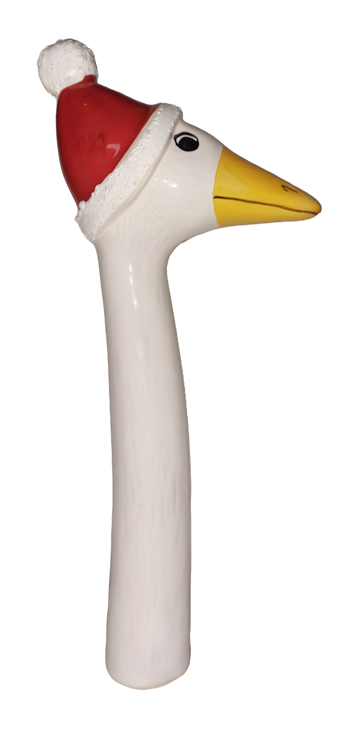 White Winter Geese with Red Hats
