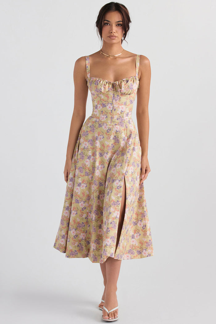 Women's Midi Bustier Corset Dress - Elegant Summer Cocktail Dress in Lightweight Fabric-1