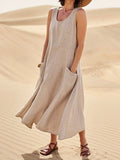 Variant image for Womens Summer Dress with Pockets, Casual Knee-Length Cotton Dress for Everyday Comfort and Style-1