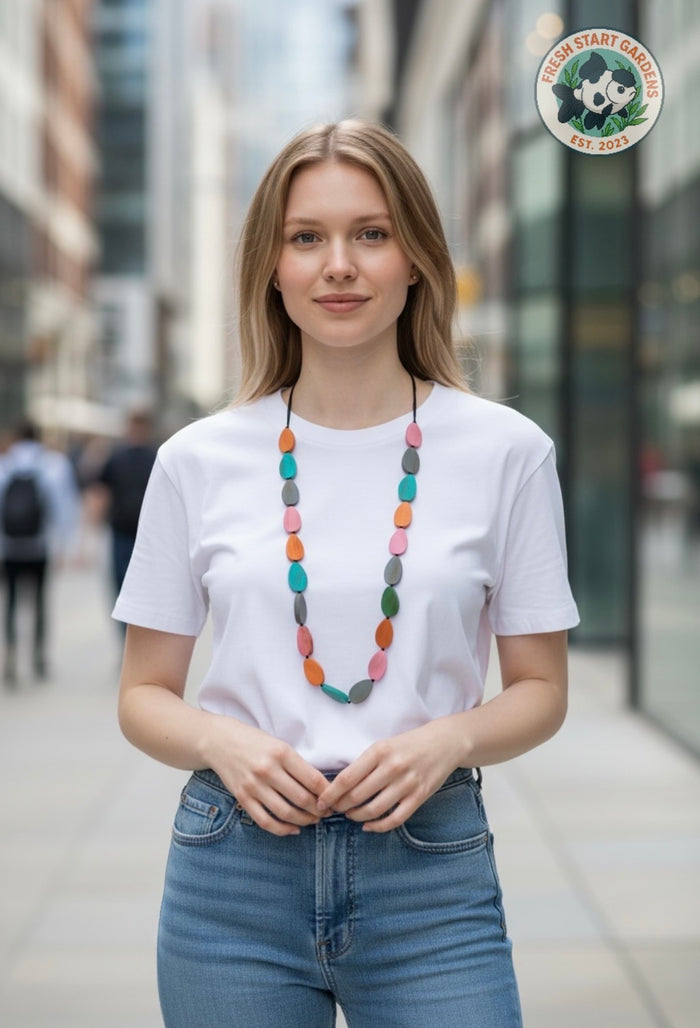 Wooden Bead Statement Necklace