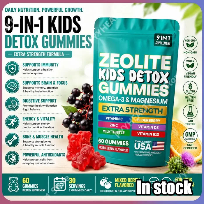 Zeolite Gummies 9-in-1 Formula Immune Support Detox Gummies Fall 2026 Wellness 60 Gummies