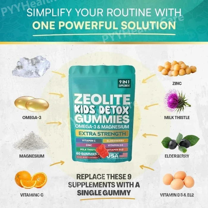 Zeolite Gummies 9-in-1 Formula Immune Support Detox Gummies Fall 2026 Wellness 60 Gummies