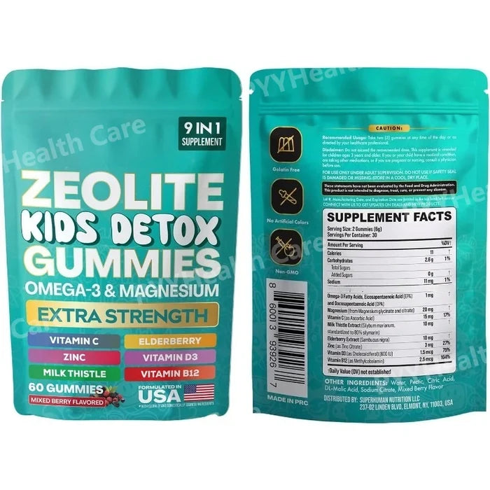 Zeolite Gummies 9-in-1 Formula Immune Support Detox Gummies Fall 2026 Wellness 60 Gummies